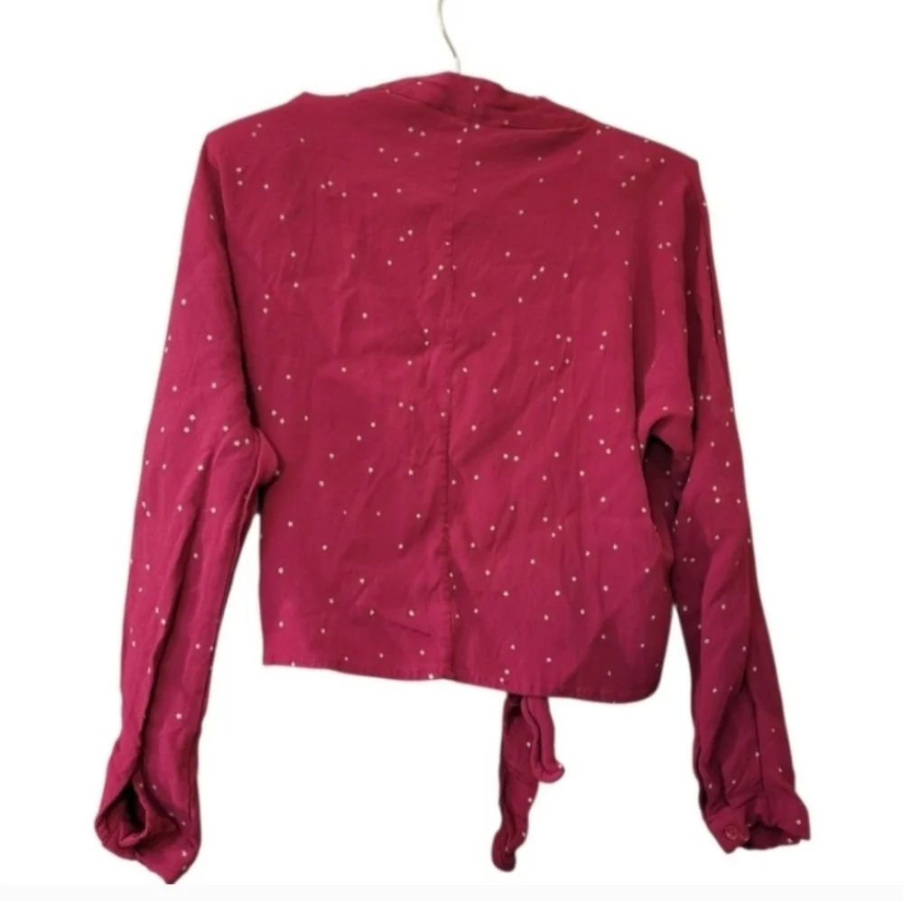 Rails Red Long Sleeved Blouse Sloane With Stars Tie Front S - Picture 3 of 4